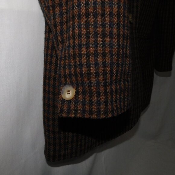 Vintage Van Heusen For Her Womens M Brown Black Check Single Breast Blazer - Picture 9 of 11